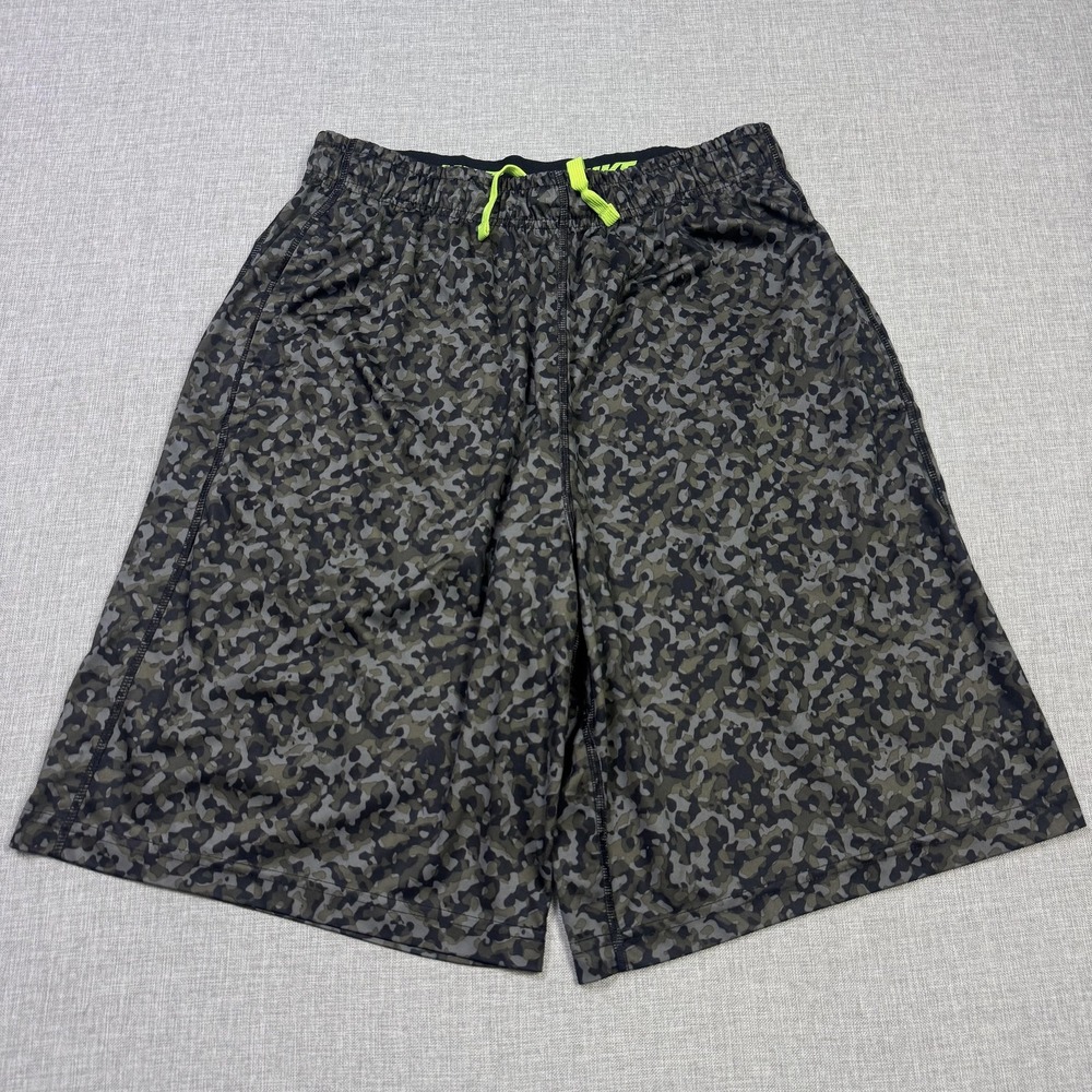 Nike Dri-Fit Fly Wetland Training Camouflage Shorts Mens M Green Gray Athletic